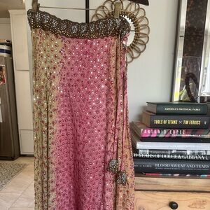 Embellished Pink and Gold Women's Skirt
